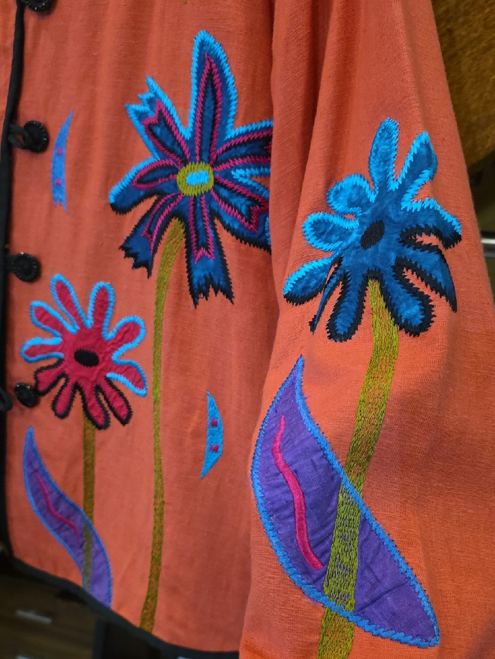 Alex Kim Coral Embroidered Floral Jacket - Coral - Picture 3 of 5